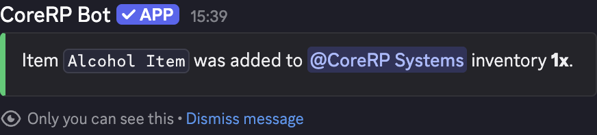 Discord administrator confirmation after adding one Alcohol Item
