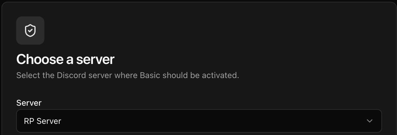 Checkout server selection showing the Basic plan and RP Server